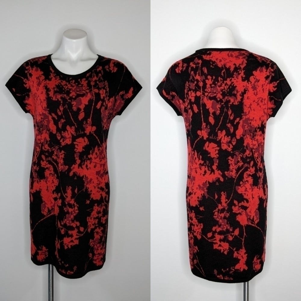 Diane Von Furstenberg Alix floral daze wool sheath dress red & black small